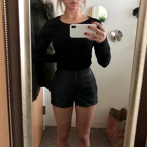 Milia Leather Moto Shorts || BCBGMaxazria Runway